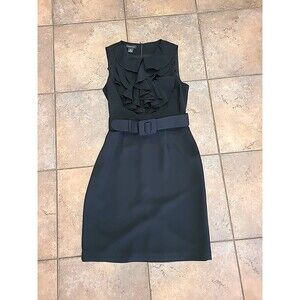 SPENSE NWOT Size 04 Black Ruffle Top Sleeveless Midi Length Dress